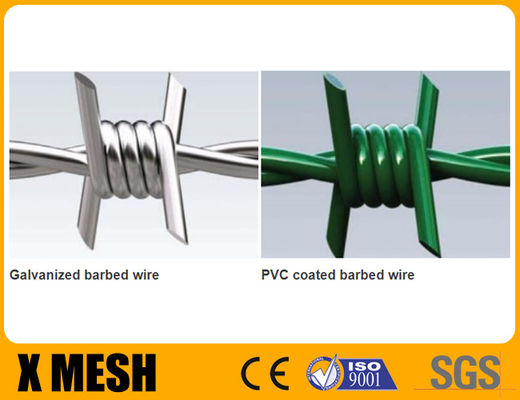 Green PVC Coated Barb Wire 1.5cm Barb Length Standard Twist Type 1200MPa Tensile
