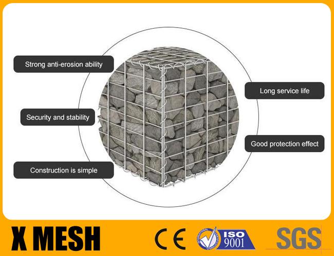 5mm Wire Gauge Welded Gabion Baskets Silver Galfan For Architectural
