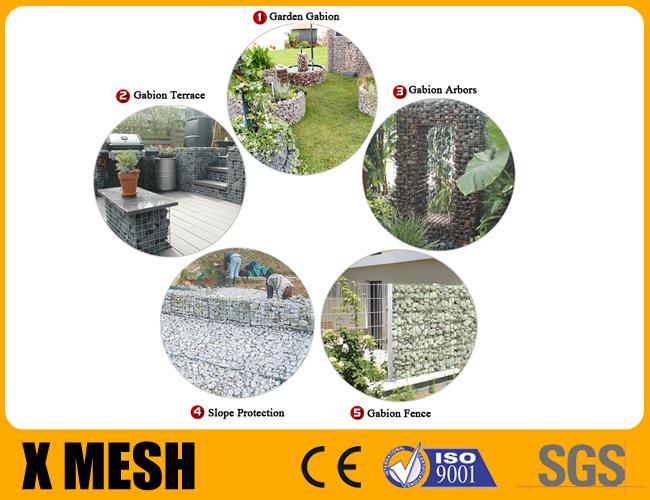 5mm Wire Gauge Welded Gabion Baskets Silver Galfan For Architectural