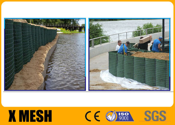 Galvanized Wire Welded Hesco Bastion Wall With Green Geotextile For Defence Wall Flood