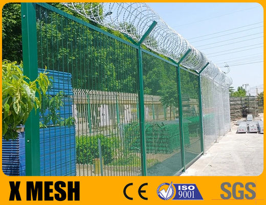Powder Coated High Security 358 Wire Mesh Fence With 12.7mm X 76.2mm For Airport