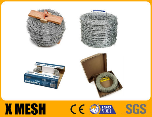 PVC Coated Barbed Wire With 200m Length Coil Green Color For Boundary Protection