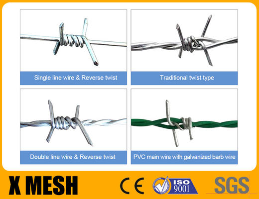 Reverse Twist Hot Galvanized 14 Gauge Barbed Wire With 100m Long Coil High Tensile