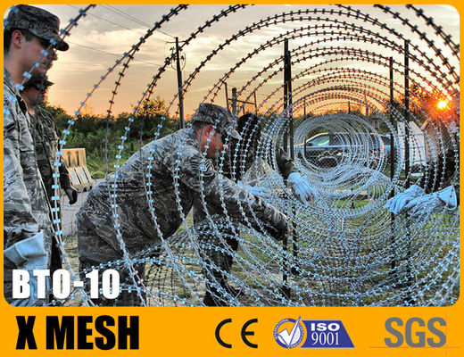 BTO 10 Type Razor Wire With Hot Galvanized High Grade Security For itary Fields